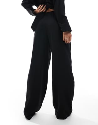Asos Design Lyocell Wide Leg Dad Pants In Black