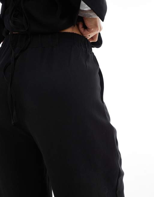 ASOS DESIGN lyocell wide leg dad pants in black - part of a set, 3 of 5