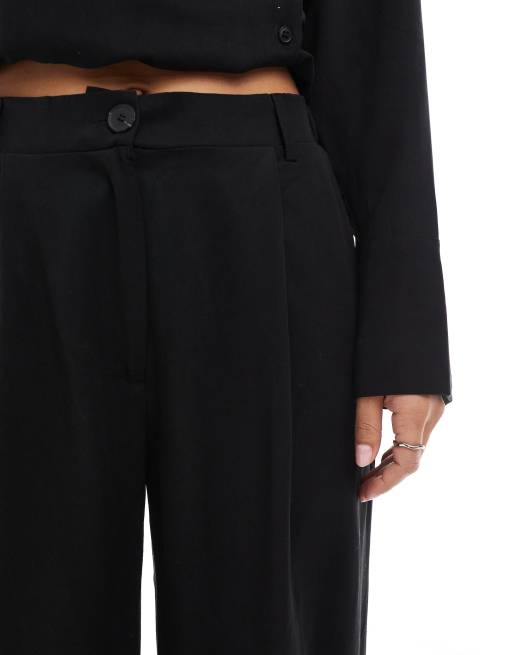 ASOS DESIGN lyocell wide leg dad pants in black - part of a set, 5 of 5