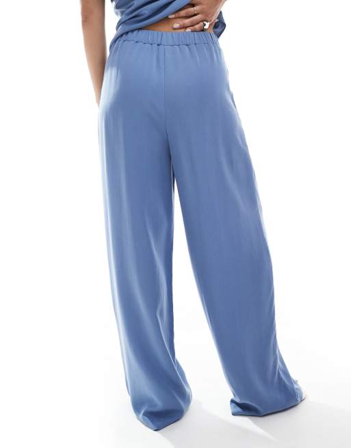 ASOS DESIGN lyocell wide leg dad pants in blue (part of a set), 3 of 5