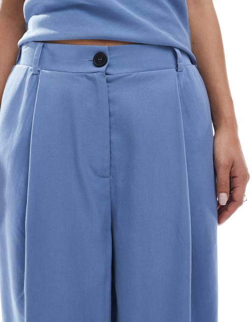 ASOS DESIGN lyocell wide leg dad pants in blue (part of a set), 5 of 5