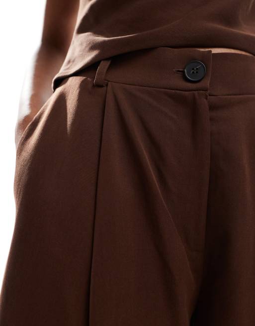 ASOS DESIGN lyocell wide leg dad trouser in chocolate co ord