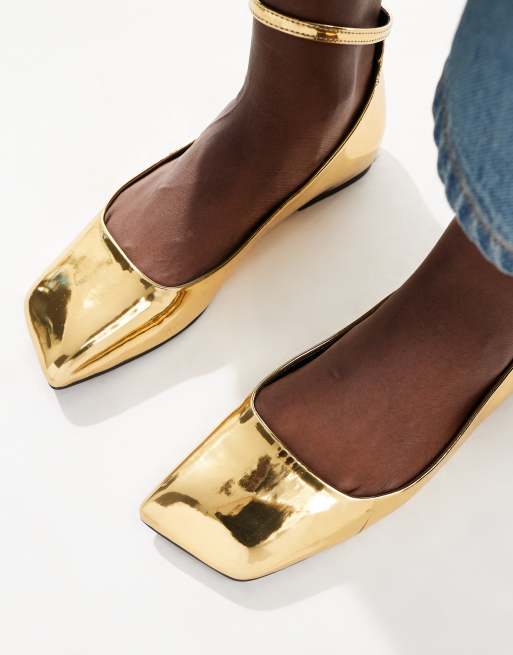 Asos gold flats online