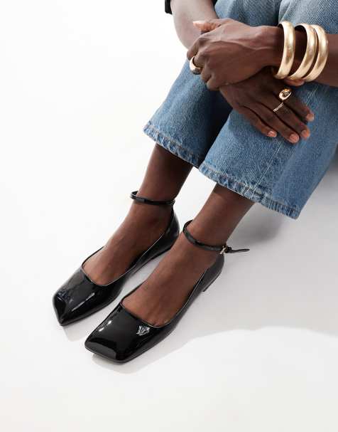 ASOS DESIGN - Lyra - Sorte ballerinaer med vinklet tå - view 1