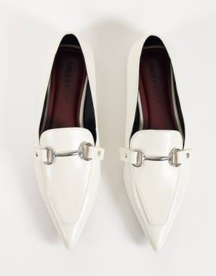Asos Design Lyric Snaffle Detail Pointed Ballet Flats In White