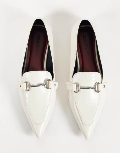 ASOS DESIGN Lyric snaffle detail pointed ballet flats in off white, 4 of 4