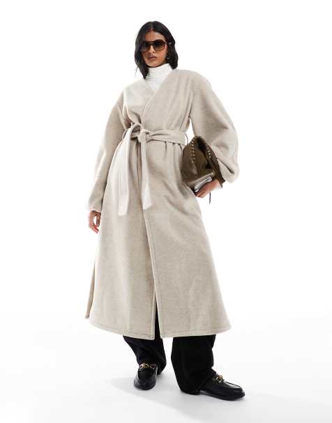 ASOS DESIGN - Lys beige longline formel frakke i let stof - view 1