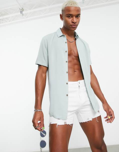 ASOS DESIGN - Lys blågrøn regular-skjorte i viskose - view 1