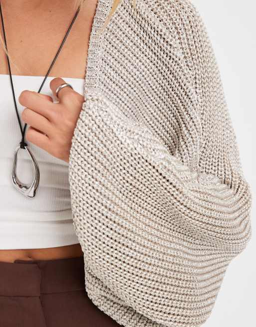 ASOS DESIGN - Lys guldfarvet bolero i metallisk strik, 2 af 4