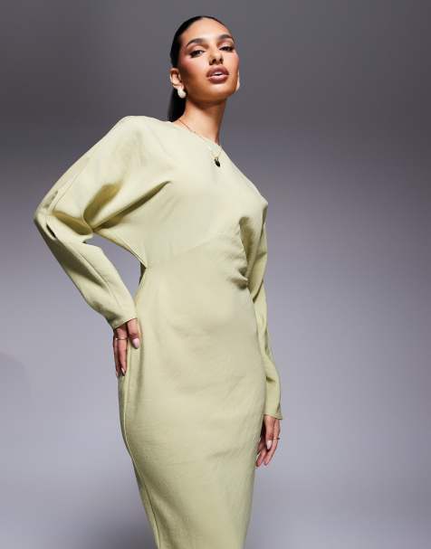 ASOS DESIGN - Lys salviegrøn maxikjole med flagermusærmer - view 1