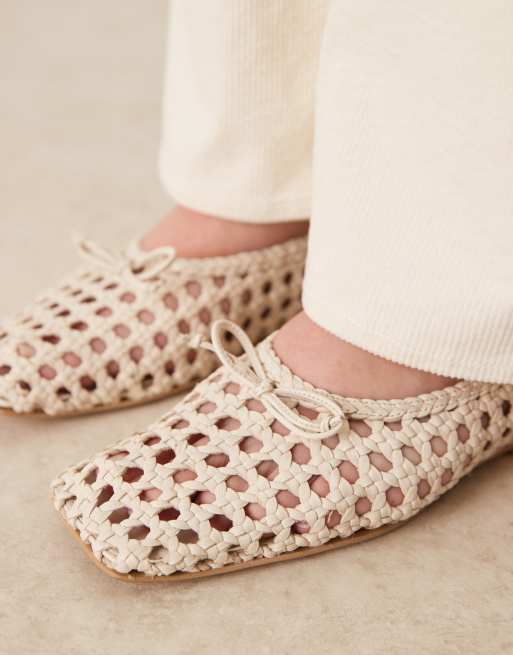 ASOS DESIGN - Lysandra - Ballerine in pelle intrecciate bianco sporco, 4 di 4