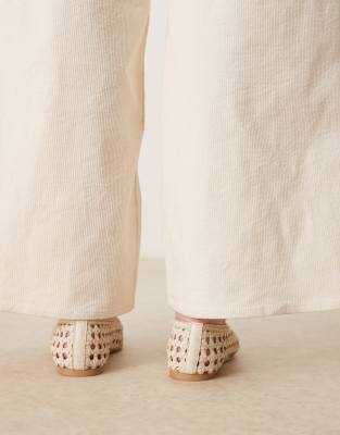 Asos Design Lysandra Leather High-vamp Ballet Flats In White