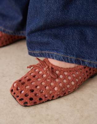 Asos Design Lysandra Suede High-vamp Ballet Flats In Brown