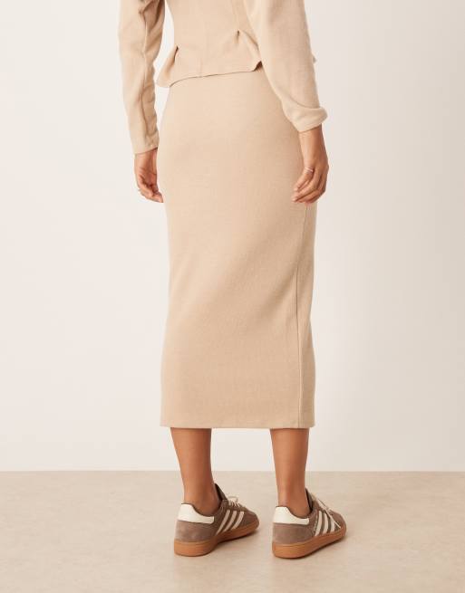 ASOS DESIGN - Lyse gråbrun og super blød tubeformet nederdel - Del af sæt, 4 af 5