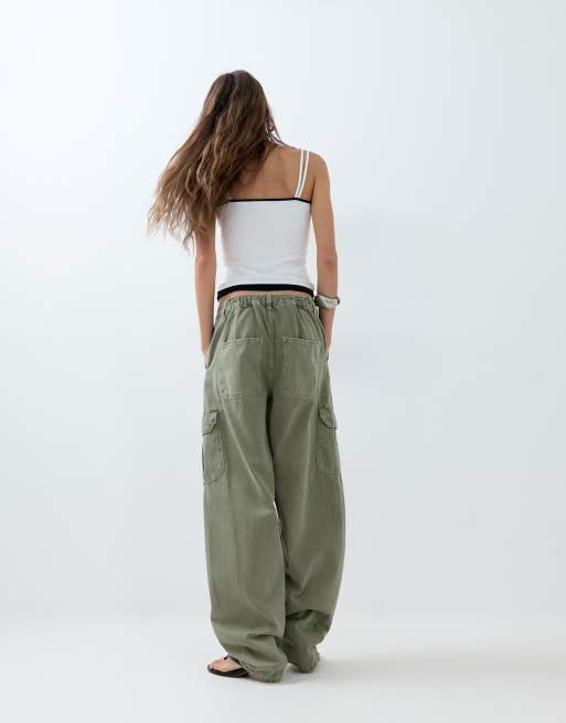 ASOS DESIGN - Lyse khakigrønne cargobukser, 3 af 5