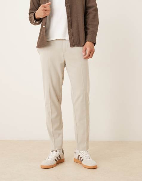 ASOS DESIGN - Lysebeige elegante tapered bukser med comfort-stretch og elastisk talje - view 1