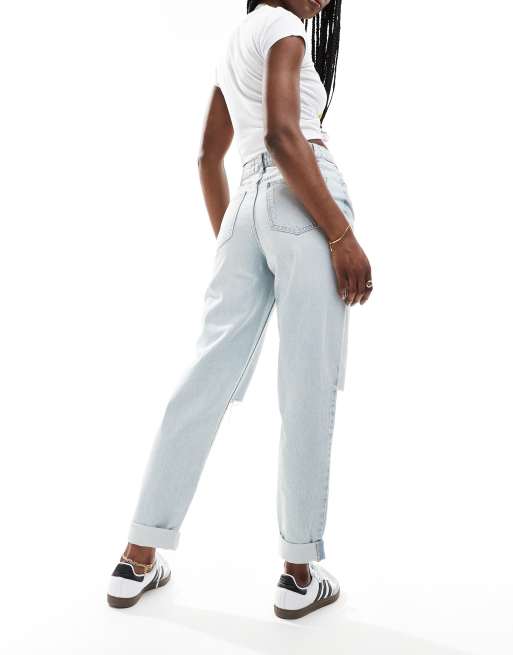 ASOS DESIGN - Lyseblå afslappede mom-jeans med høj talje og flænger, 2 af 5