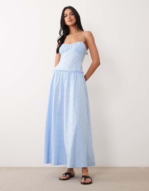 ASOS DESIGN - Lyseblå cami-maxikjole i broderie anglaise, 2 af 4