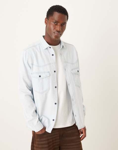 ASOS DESIGN - Lyseblå forvasket westernskjorte i denim - view 1