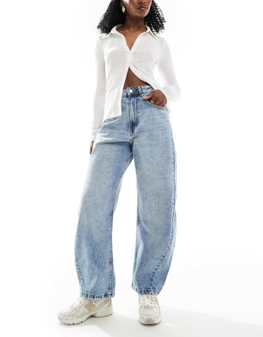 ASOS DESIGN - Lyseblå jeans med tøndeformede ben