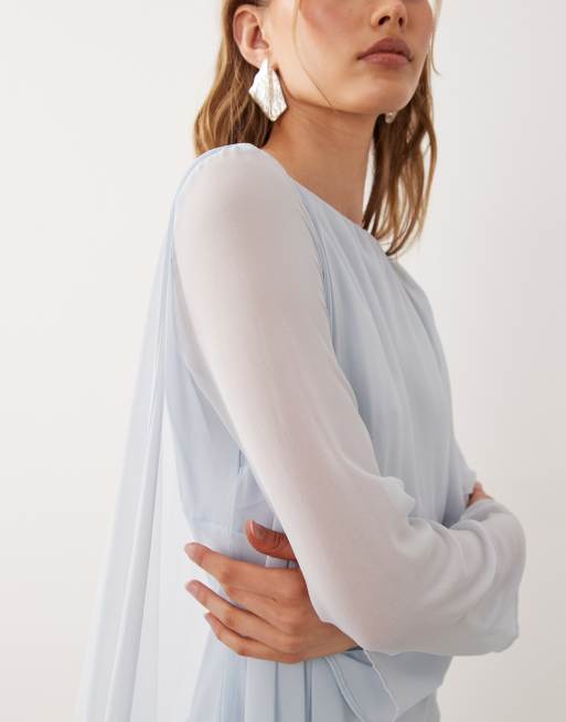 ASOS DESIGN - Lyseblå maxikjole med lange ærmer og kappedetalje, 2 af 4