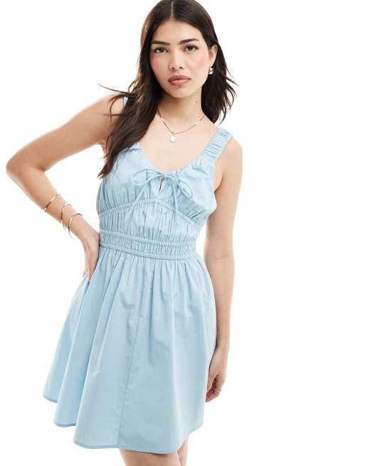 ASOS DESIGN - Lyseblå mini-sundress med brede stropper og indsyet talje