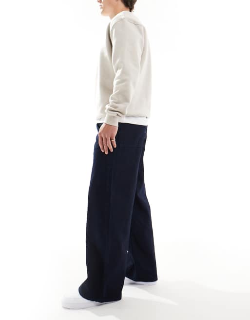 ASOS DESIGN super baggy jeans with double front pocket detail in light wash blue