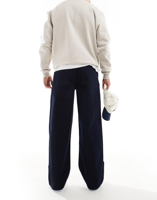 ASOS DESIGN super baggy jeans with double front pocket detail in light wash blue