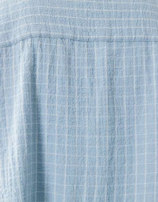 ASOS DESIGN - Lyseblå oversized skjorte med reverskrave og teksturerede tern i firkantet pasform, 3 af 5