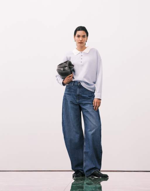 ASOS DESIGN - Lyseblå poloskjorte med kontrasterende krave i fin strik, 2 af 4