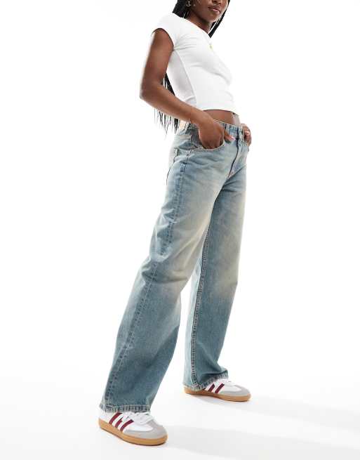 ASOS DESIGN - Lyseblå posede jeans