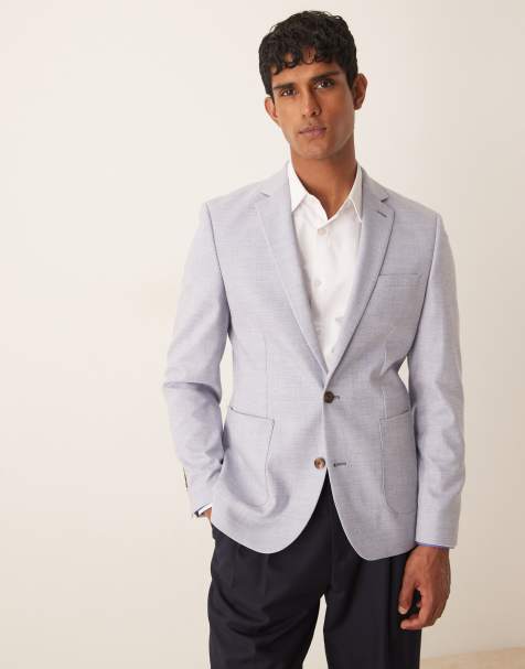 ASOS DESIGN - Lyseblå skinny-blazer med skraveret mønster - view 1