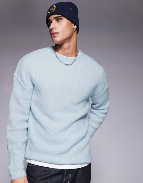 ASOS DESIGN - Lyseblå strikket afslappet trøje med tekstur - view 1