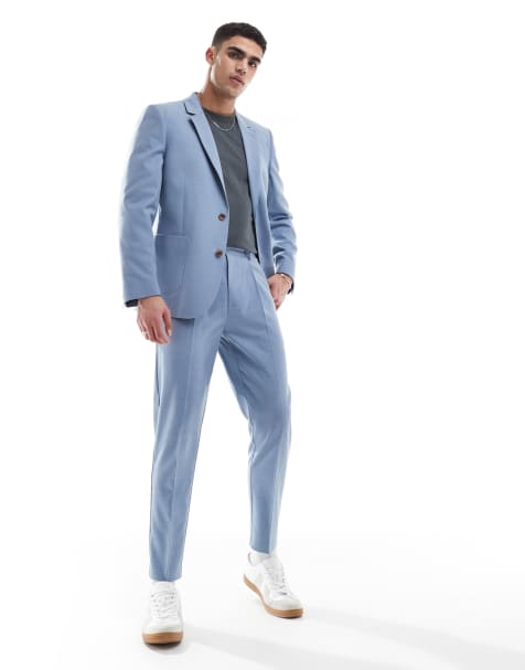 ASOS DESIGN - Lyseblåt smalt jakkesæt i bomuldsblanding - view 1