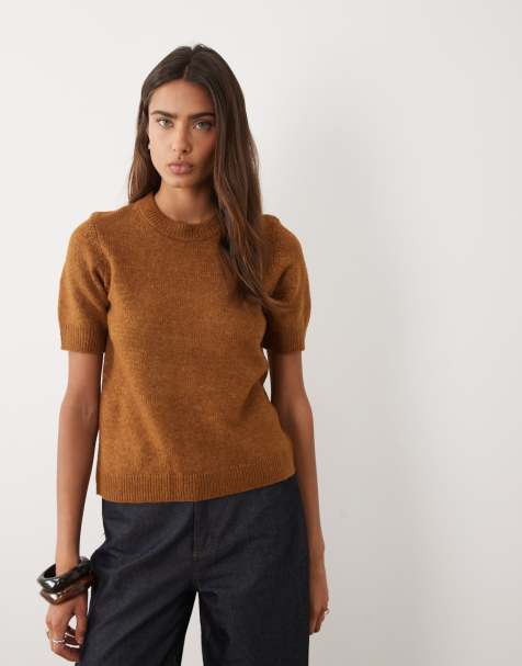 ASOS DESIGN - Lysebrun baby-T-shirt i uldblanding - view 1