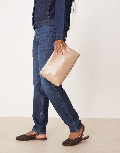 ASOS DESIGN - Lysebrun clutch-taske med lynlås foroven - view 1