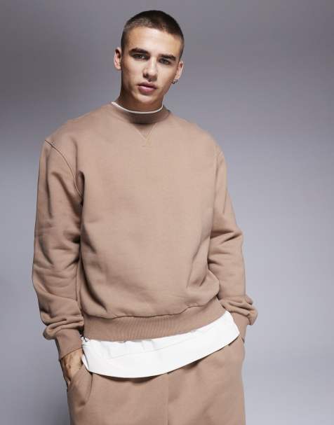 ASOS DESIGN - Lysebrun og oversized sweatshirt med firkantet pasform i kraftigt stof på 400 gsm - view 1