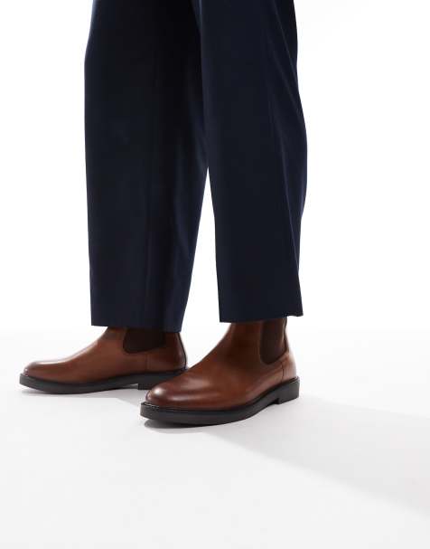 ASOS DESIGN - Lysebrune Chelsea-støvler i læder - view 1