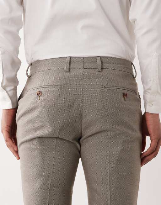ASOS DESIGN - Lysebrune skinny-habitbukser med mikrotekstur, 4 af 5