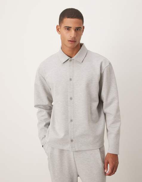 ASOS DESIGN - Lysegrå afslappet jakke med gennemgående knapper - view 1