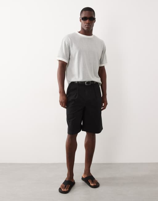 ASOS DESIGN - Lysegrå afslappet T-shirt i hørlook med kontrastfarvede ringer-detaljer, 2 af 5