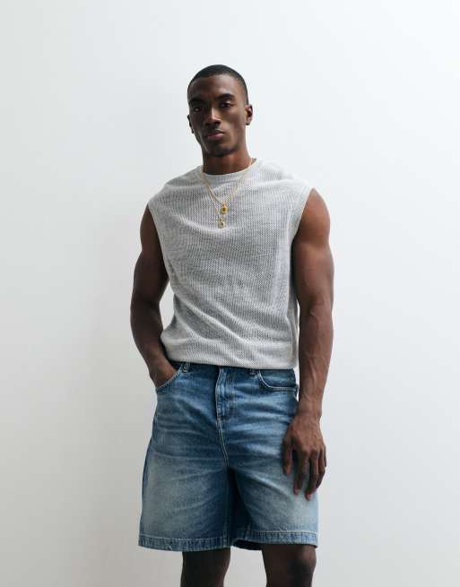 ASOS DESIGN - Lysegrå afslappet tanktop i strikket mesh, 5 af 5