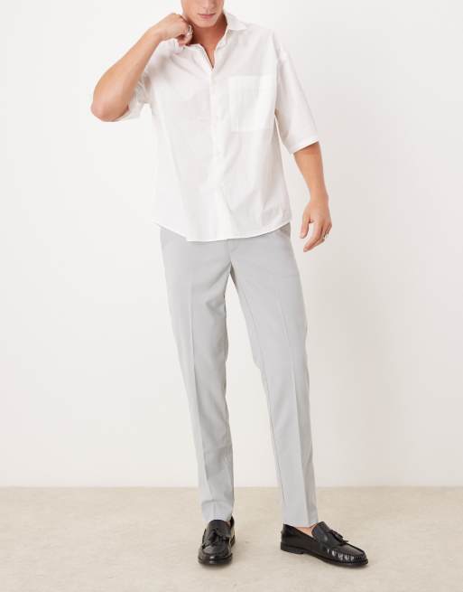 ASOS DESIGN - Lysegrå elegant bryllupsbukser i slim fit