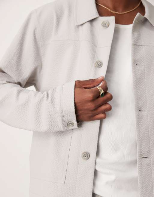 ASOS DESIGN - Lysegrå elegant Harrington-jakke i bæk-og-bølge-stof - Del af sæt, 2 af 4