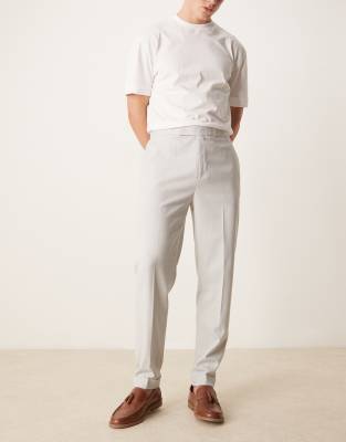 ASOS DESIGN - Lysegrå elegante tapered bukser med opsmøgne kanter i mikrotekstur - view 1