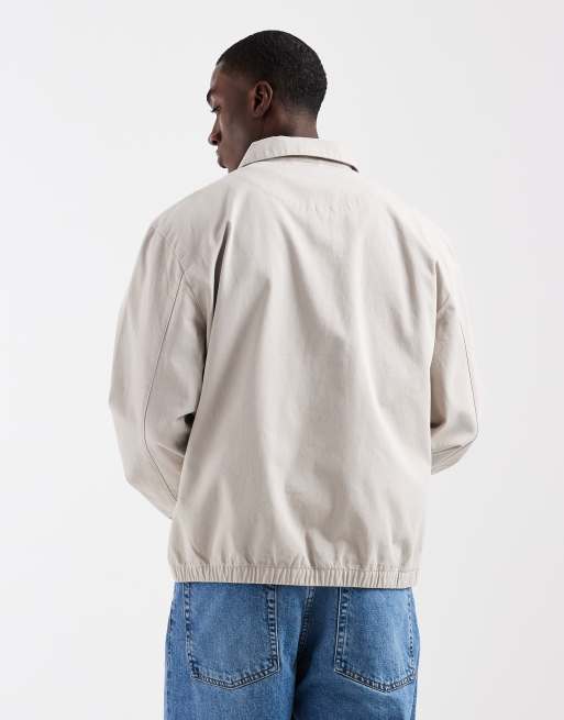 ASOS DESIGN - Lysegrå Harrington-jakke i bomuld, 3 af 5