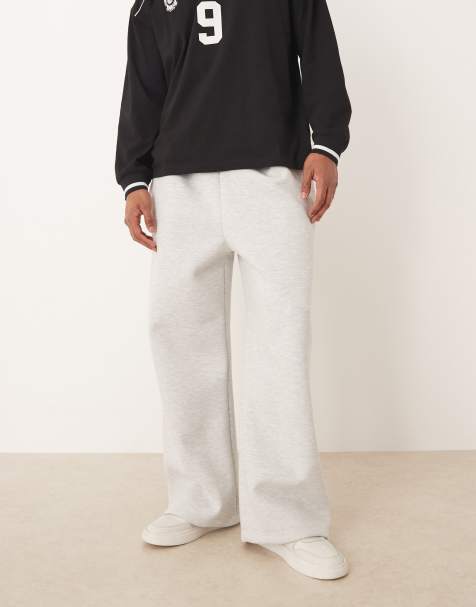 ASOS DESIGN - Lysegrå joggingbukser i kraftigt scuba-lignende stof med oversized pasform - view 1