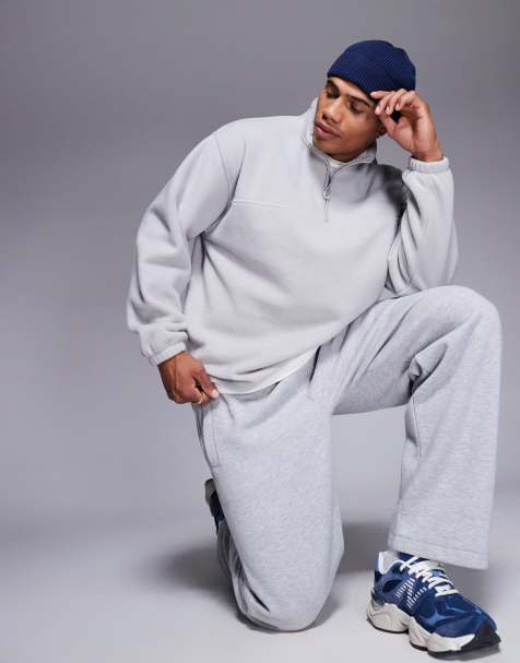 ASOS DESIGN - Lysegrå og oversized sweatshirt i fleece med kvart lynlås - view 1