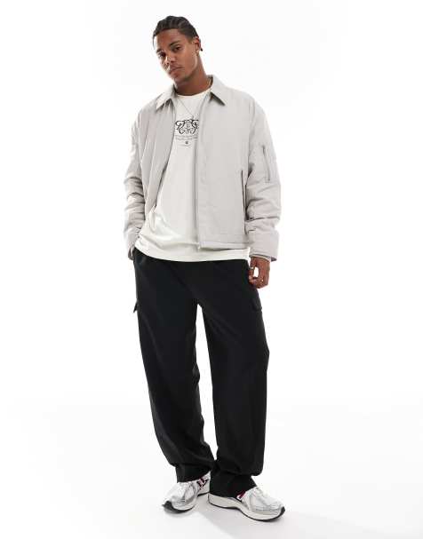 ASOS DESIGN - Lysegrå oversized Harrington-jakke med MA1-lomme - view 1