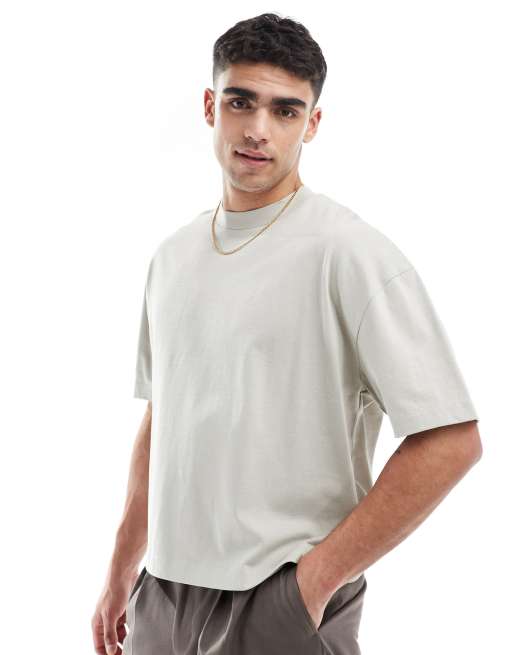 ASOS DESIGN - Lysegrå oversized T-shirt i kraftigt stof på 240 gsm i firkantet pasform